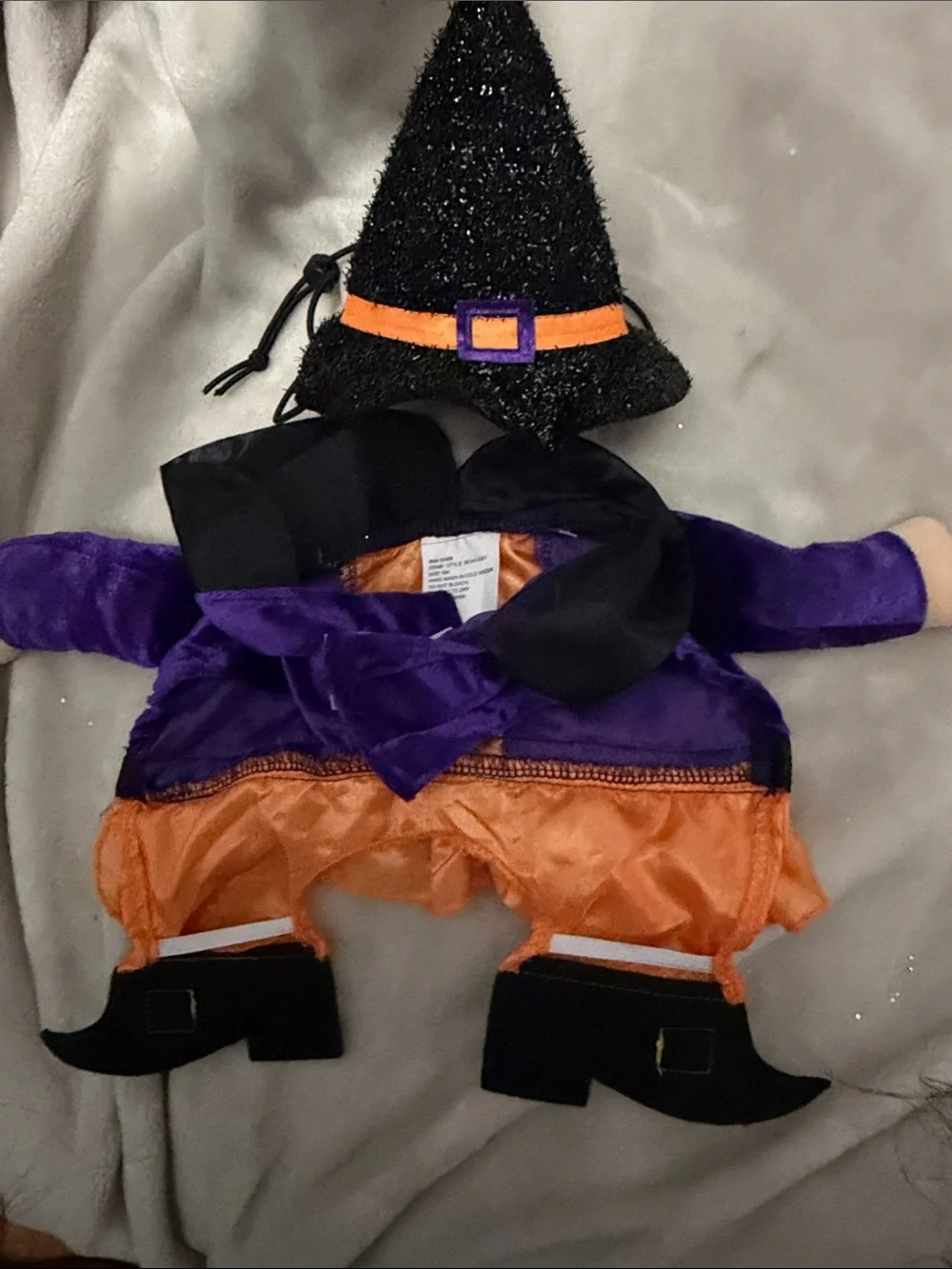 Dog Witch Costume Dress with Hat - Purple & Orange size small